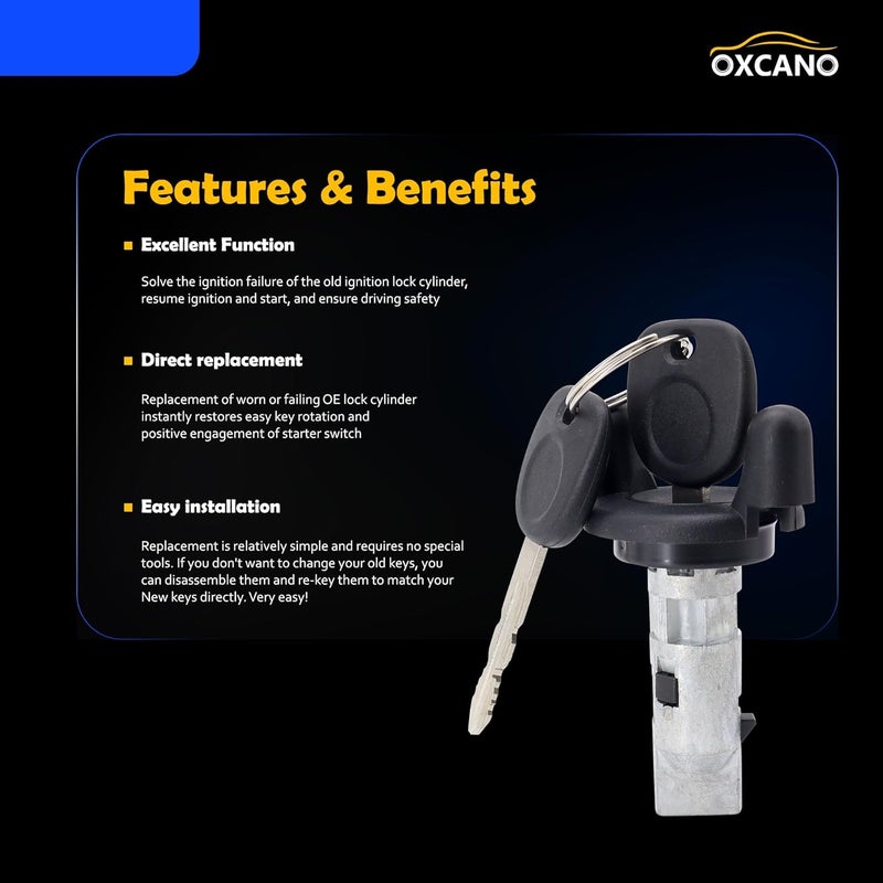 OXCANO US287L Ignition Lock Cylinder Switch Compatible with 1998 1999 2000 2001 2002 2003 Chevy Silverado 1500 2500 3500 Suburban Tahoe Express GMC Sierra Savana Yukon XL 1500 2500 3500 Cadillac Escalade - Image 4